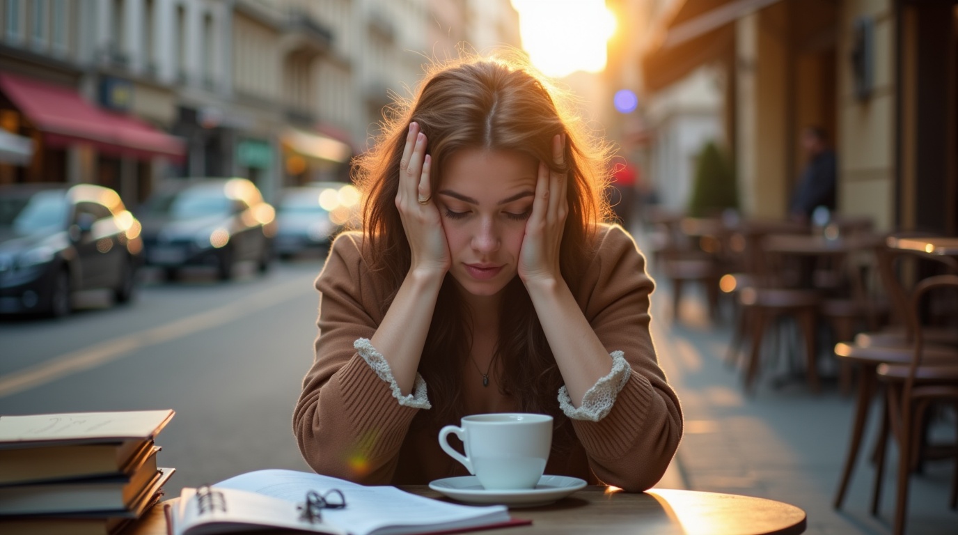 Personne assise dans un café cherchant à gérer son agitation mentale avec GABA.