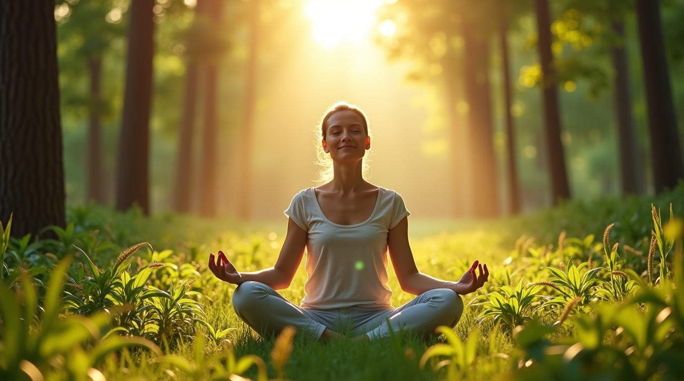 Une personne méditant en plein air, soulignant les bienfaits du magnésium contre le stress.