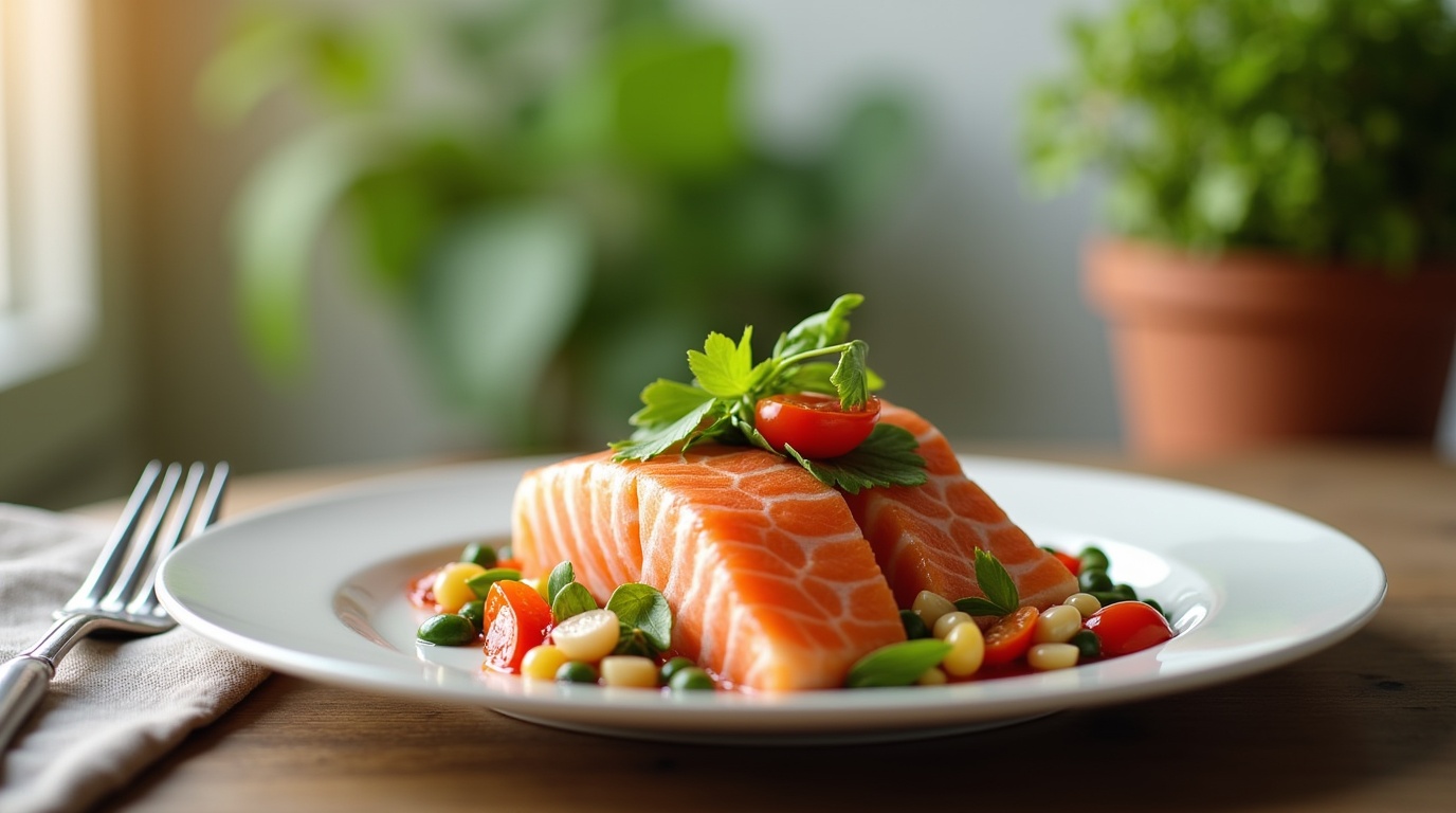 Un plat de saumon riche en oméga-3 pour aider à réduire le stress chronique.