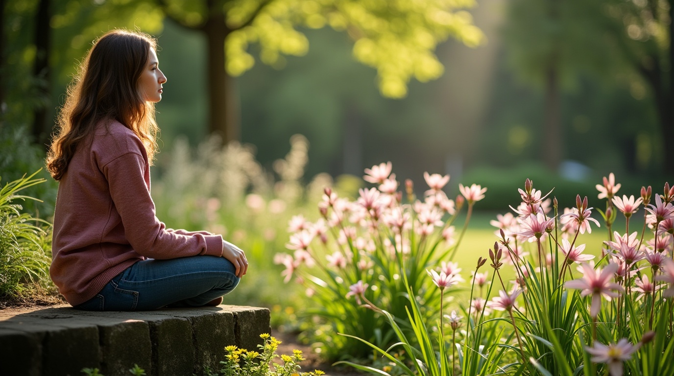 Scène immersive illustrant la passiflore et son effet apaisant sur l'anxiété