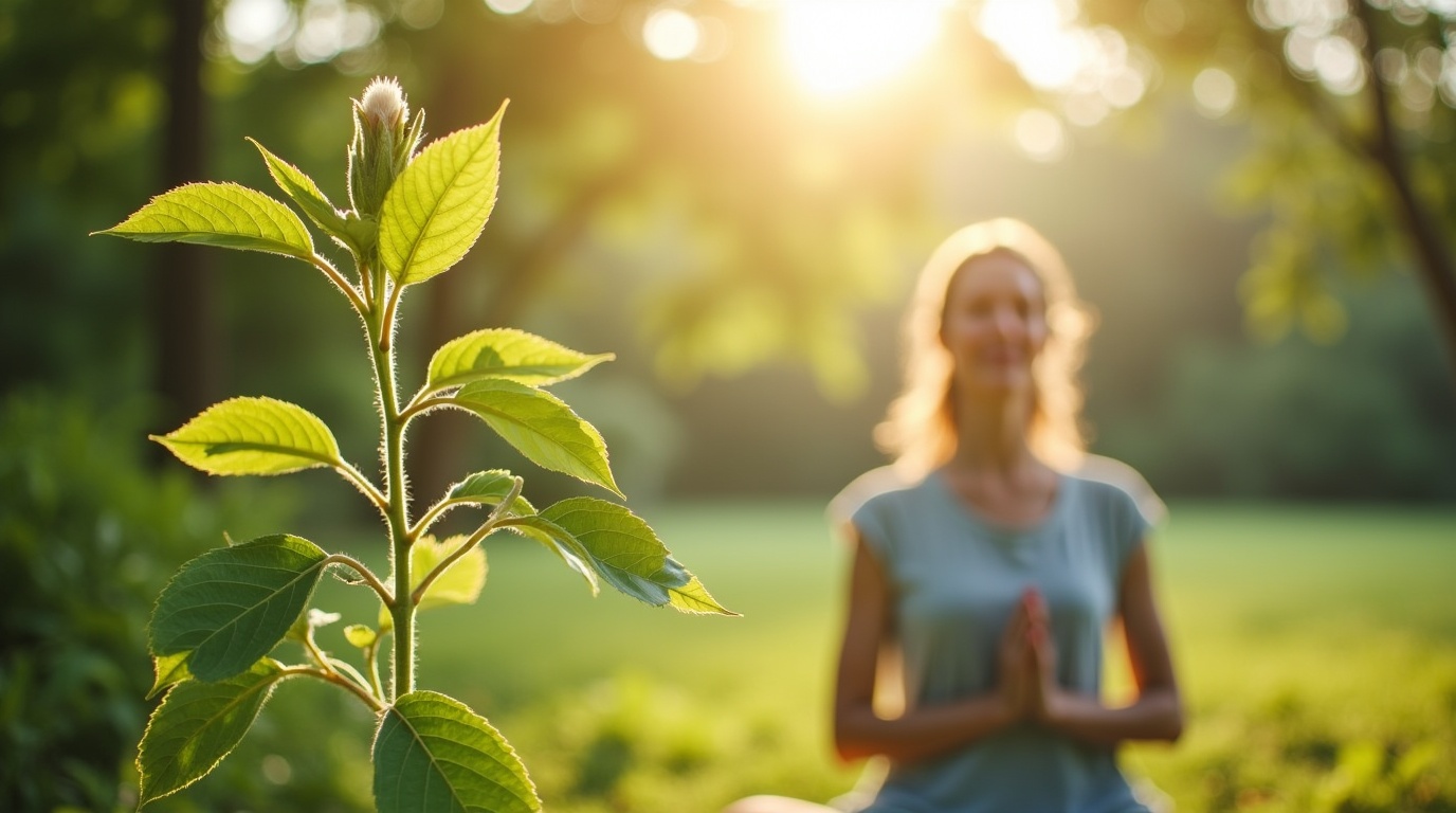 Plante de passiflore en fleur entourée d'une ambiance zen pour illustrer la tension nerveuse.