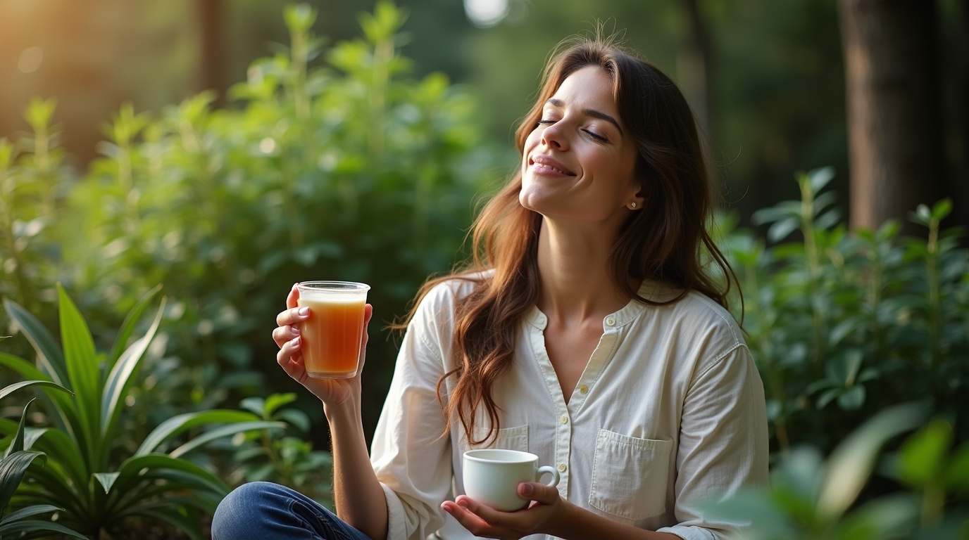 Personne détendue utilisant des probiotiques pour mieux gérer le stress
