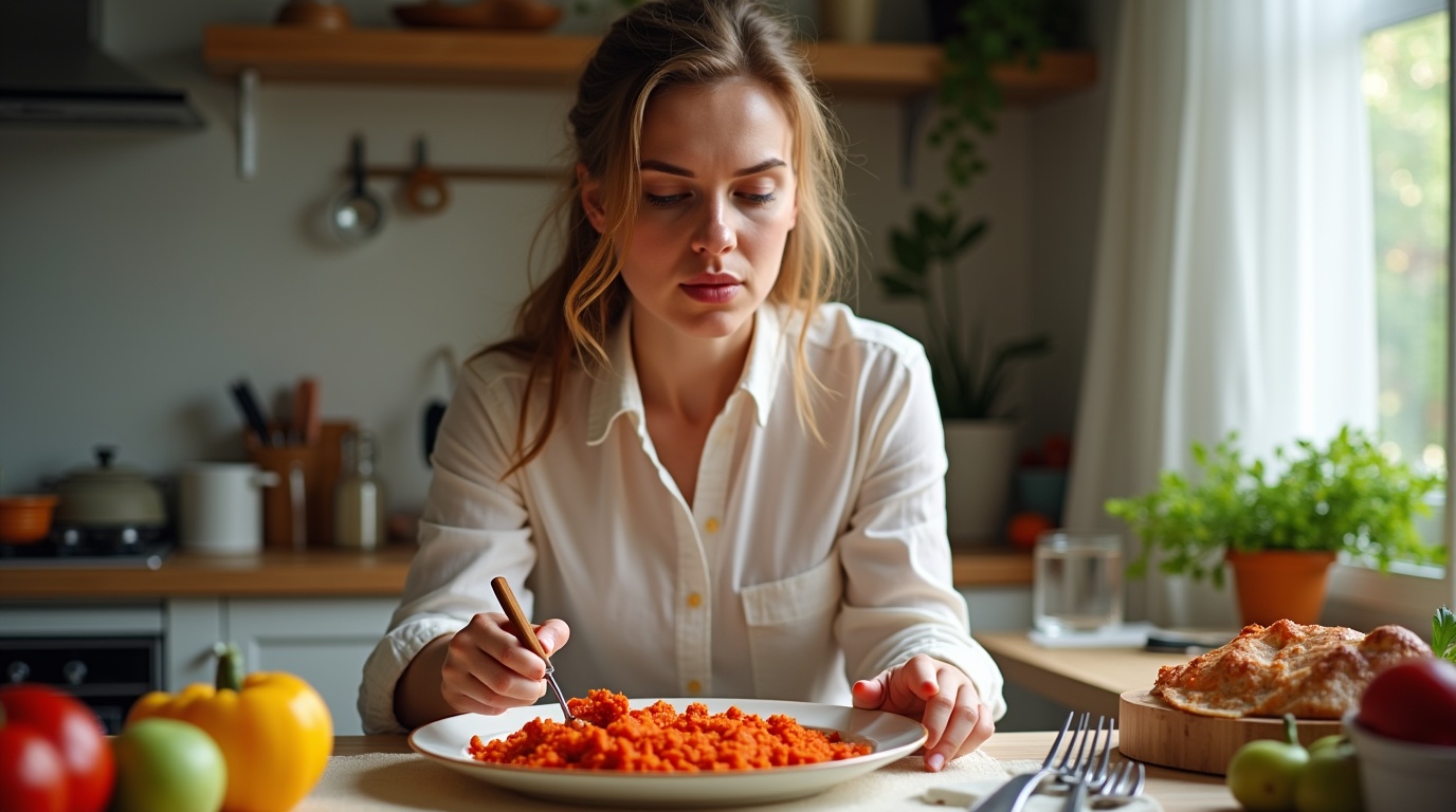 Femme préparant un plat de safran illustrant l'irritabilité liée au stress